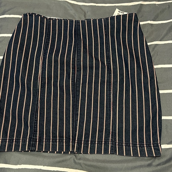 Others Follow Dresses & Skirts - Others Follow Navy and Red/White Striped Mini Jean Skirt